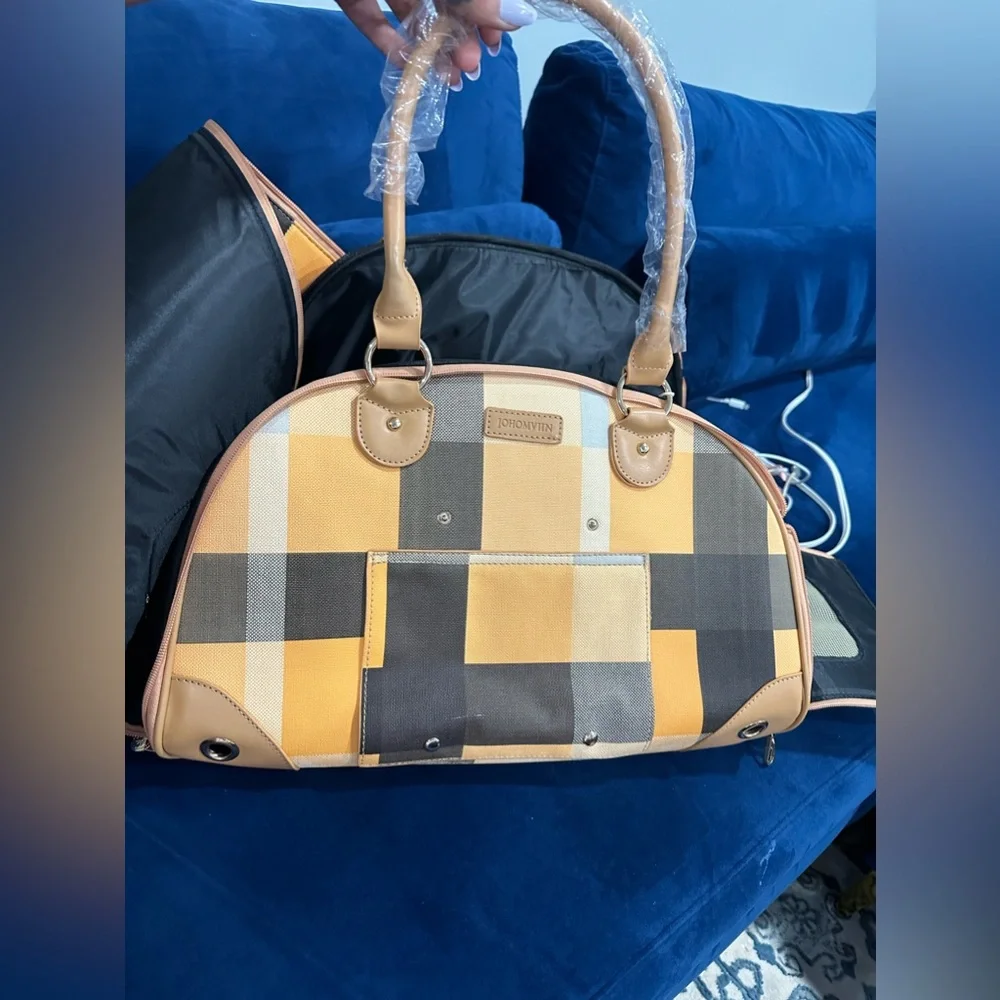 Dog Carrier, Cat Carrier, Pet Carrier, Foldable Premium PU Leather Dog Purse